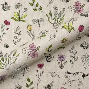 Dekorativna tkanina Linenlook Spring Doodle Time