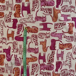 Dekorativna tkanina Linenlook Cat Wildlife Art pink