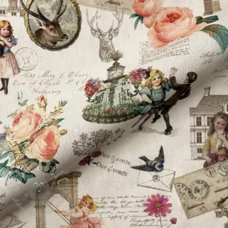 Dekorativna tkanina premium Linenlook Poetry Romantic Scene digital print