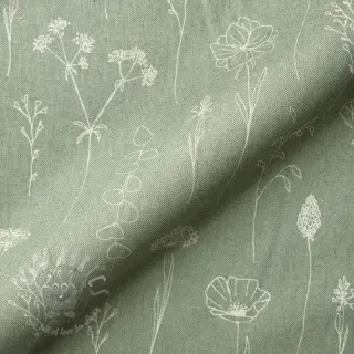 Dekorativna tkanina Linenlook Fine Fragile Flower old green
