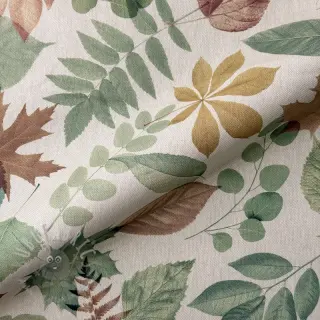 Dekorativna tkanina premium Linenlook Coloured Leaf Mix digital print