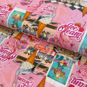 Pletenina Pink dinner digital print