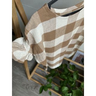 Viscose s lanom YARN DYED CHECK light brown