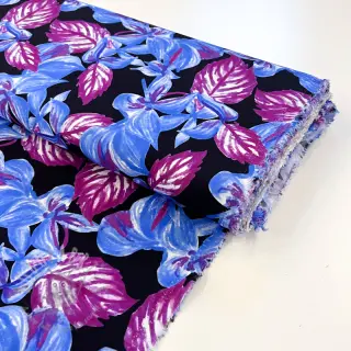 Viskoza RADIANCE Anabella leaves black digital print