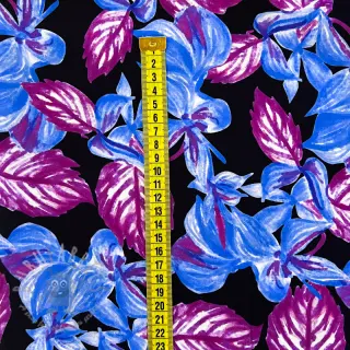 Viskoza RADIANCE Anabella leaves black digital print