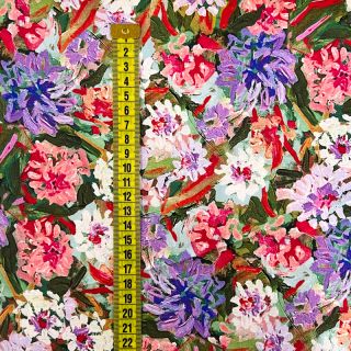 Viskóza SATIN Old fashion flowers digital print