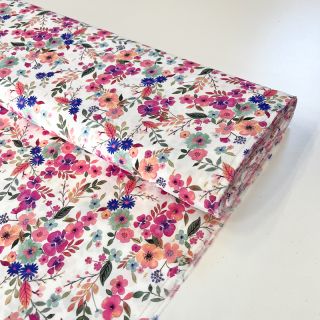 Viskoza LUREX Tossed flowers white digital print