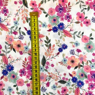 Viskoza LUREX Tossed flowers white digital print