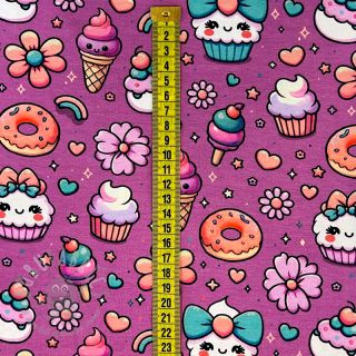 Jersey Sweet food fuchsia digital print