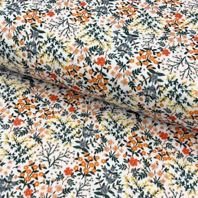 Tetra Tkanina/Muslin Oldstyle flowers white digital print