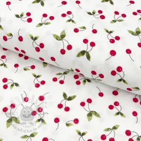 Tetra Tkanina/Muslin Cherries white digital print