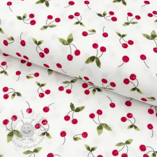 Tetra Tkanina/Muslin Cherries white digital print