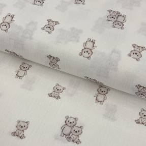 Dvostruka gaza/muslin Teddy white digital print ORGANIC