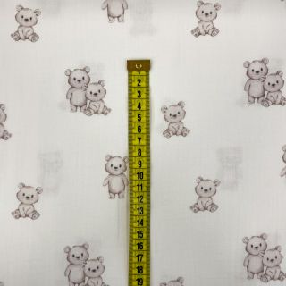 Dvostruka gaza/muslin Teddy white digital print ORGANIC