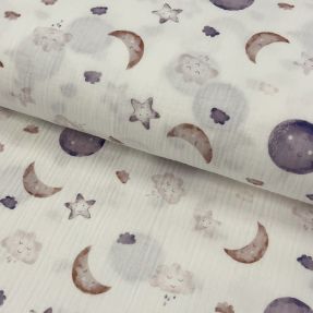 Dvostruka gaza/muslin Moon white digital print ORGANIC