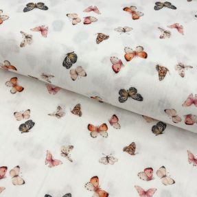 Tetra Tkanina/Muslin Butterflies white digital print