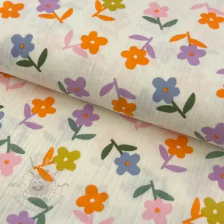 Tetra Tkanina/Muslin Retro flowie ecru