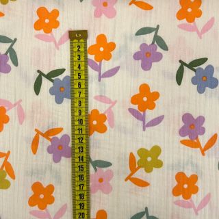 Tetra Tkanina/Muslin Retro flowie ecru