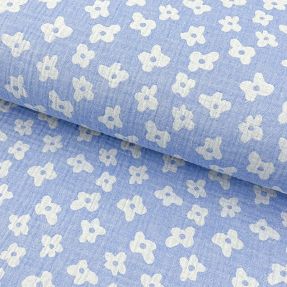 Dvostruka gaza/muslin JACQUARD Flowers royal blue