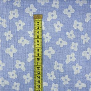 Dvostruka gaza/muslin JACQUARD Flowers royal blue