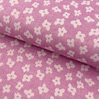 Dvostruka gaza/muslin JACQUARD Flowers cerise