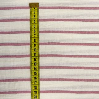 Dvojitá gázovina/mušelín YARN DYED Thin strip mauve