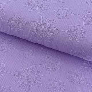 Dvostruka gaza/muslin EMBROIDERY Flowers lilac