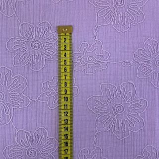 Tetra Tkanina/Muslin EMBROIDERY Flowers lilac