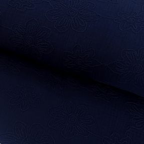 Dvostruka gaza/muslin EMBROIDERY Flowers navy