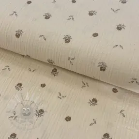 Tetra Tkanina/Muslin Flowers SIMPLY NATURAL digital print ORGANIC