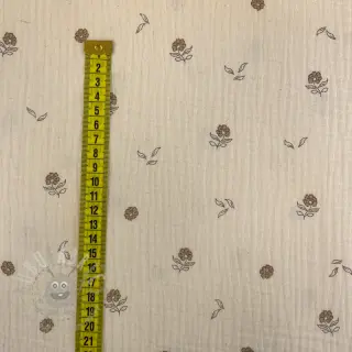 Tetra Tkanina/Muslin Flowers SIMPLY NATURAL digital print ORGANIC