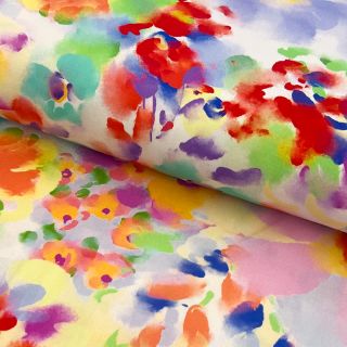Viskoza STRETCH Watercolour flowers design B digital print