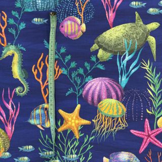 Dekorativna tkanina premium Underwater sea life digital print