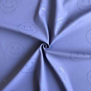 Tkanina za kabanice Happy faces purple