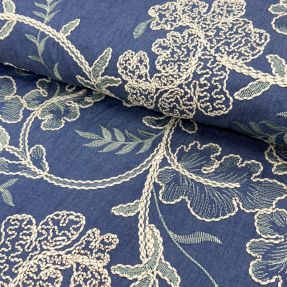 Pamuk JEANS Embroidery leaves light blue