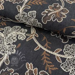 Pamuk JEANS Embroidery leaves black