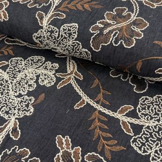 Pamuk JEANS Embroidery leaves black
