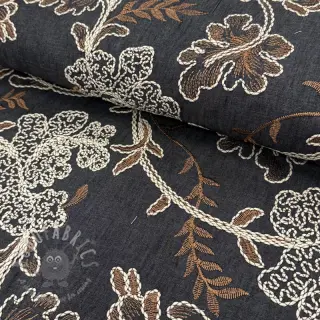 Pamuk JEANS Embroidery leaves black