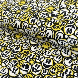 Pletenina Pulling faces yellow digital print