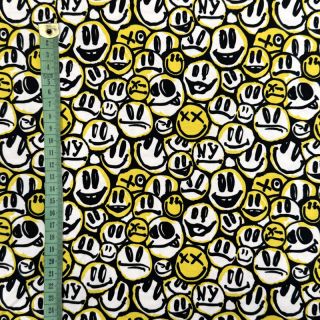 Pletenina Pulling faces yellow digital print