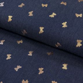 Pamučna tkanina JEANS FOIL Butterfly dark blue