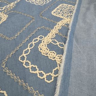 Pamučna tkanina JEANS EMBROIDERY Square light blue