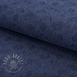 JEANS 9,5 OZ Embossed Flowers dark blue