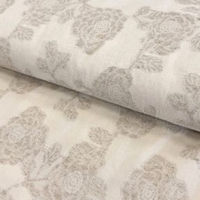 Pamučna tkanina s lanom JACQUARD Peony flowers