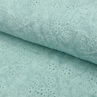 Pamučna tkanina VOILE EMBROIDERY Vintage aqua