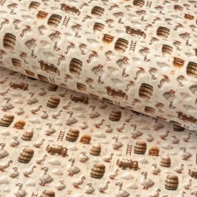 Dvoslojna gaza/muslin Little farm animals design C digital print