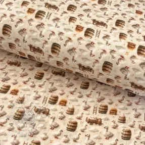Dvoslojna gaza/muslin Little farm animals design C digital print