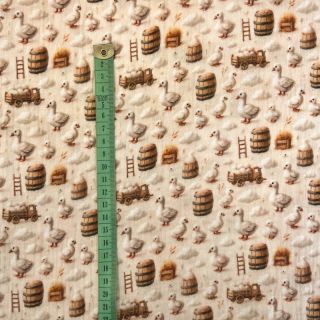 Dvoslojna gaza/muslin Little farm animals design C digital print