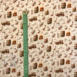 Dvoslojna gaza/muslin Little farm animals design C digital print