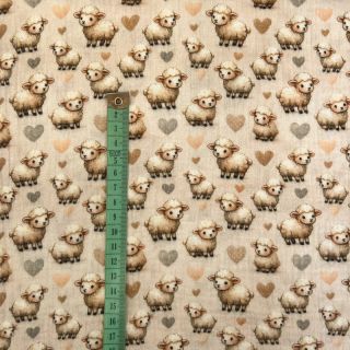 Dvoslojna gaza/muslin Little farm animals design A digital print
